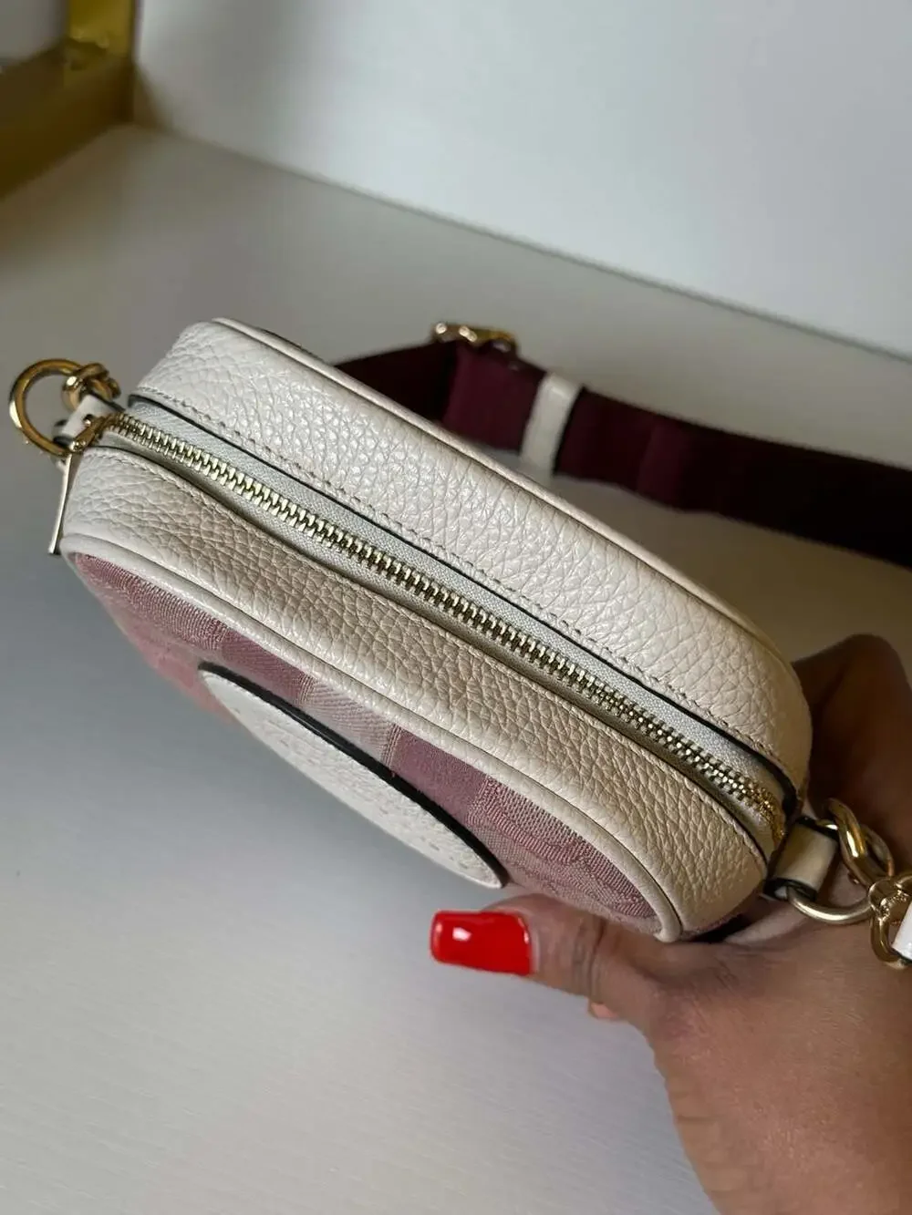 Coach Mini Dempsey Camera Bag In Signature Jacquard With Stripe C7976